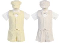 Boy's Striped SeerSucker  Shorts and Vest Set  - 3m to 4T