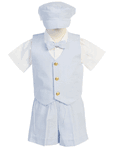 Boy's Striped SeerSucker  Shorts and Vest Set  - 3m to 4T