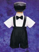 Boys Dressy Suspenders and Shorts with Cap - 3m to 4T