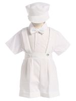 Boys Dressy Suspenders and Shorts with Cap - 3m to 4T