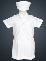 Boys Dressy Vest  Suit Set With Cap in White, Yellow or Black