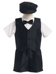 Boys Dressy Vest  Suit Set With Cap in White, Yellow or Black