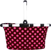 Collapsible Market And Shopping Basket in Brown With Pink Polka Dots