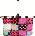 Collapsible Market Basket in Quilted Patchwork (Black)