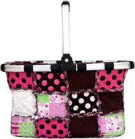 Collapsible Market Basket in Quilted Patchwork(Pink and Brown/black)