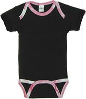 Cotton Short Sleeved Black Infant Creeper With Camo Trim -- Bulk Discounts