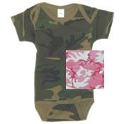 Cotton Short Sleeved  Infant Onesies in Camouflage Print (Bulk of  6)