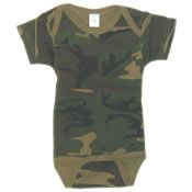 Cotton Short Sleeved Onesies in Camouflage Print