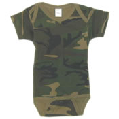 Cotton Short Sleeved Onesies in Camouflage Print