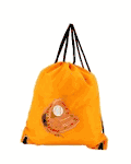 Flat Drawstring Backpack in Baseball Print-Orange