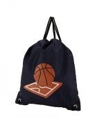 Flat Drawstring Backpack in Basketball Print-Navy