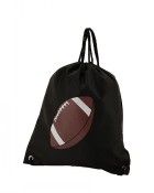 Flat Drawstring Backpack in Football Print-Black