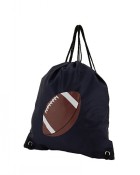 Flat Drawstring Backpack in Football Print-Navy