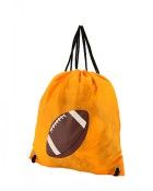 Flat Drawstring Backpack in Football Print-Orange