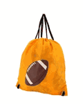 Flat Drawstring Backpack in Football Print-Orange