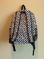 Large Black Greek Key Backpack