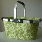 Lime Green Damask Print Collapsible Market and shopping Basket