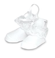 Little Blessing Girl's Christening Lacy Cross Booties