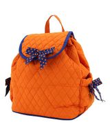 Monogrammable Quilted Orange Drawstring Backpack