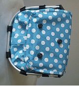 Monogrammed Blue with Polka Dots Print Collapsible Market Basket