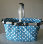 Monogrammed Blue with Polka Dots Print Collapsible Market Basket