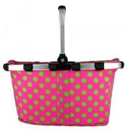 Monogrammed  Collapsible Market And Shopping Basket in  Hot Pink With Lime Polka Dots