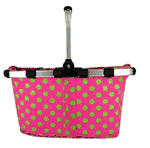 Monogrammed  Collapsible Market And Shopping Basket in  Hot Pink With Lime Polka Dots