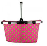Monogrammed  Collapsible Market And Shopping Basket in  Hot Pink With Lime Polka Dots