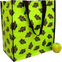 Monogrammed Eco-Green Market Tote with Brown Leaf on lime