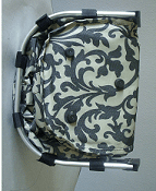 Monogrammed Elegant Black Damask Print Collapsible Market  and shopping Basket