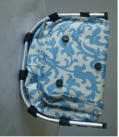Monogrammed Elegant Blue Damask Print Collapsible Market Basket