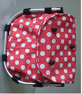 Monogrammed Rose Pink With Polka Dots Print Collapsible Market Basket