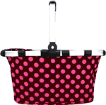 Monogrammed Stylish Collapsible Market And Shopping Basket in  Brown With Pink Polka Dots