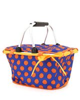 Monogrammed Stylish Polka Dots Collapsible Market And Shopping Basket - Royal