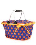 Monogrammed Stylish Polka Dots Collapsible Market And Shopping Basket - Royal