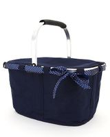 Monogrammed Stylish Solid Color Collapsible Market And Shopping Basket - navy