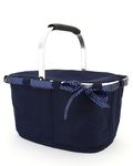 Monogrammed Stylish Solid Color Collapsible Market And Shopping Basket - navy