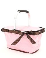 Monogrammed Stylish Solid Color Collapsible Market And Shopping Basket - pink