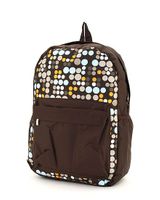 Multi Polka Dots Large Backpack - Brown