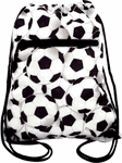 Personalized Flat Drawstring Backpack in Soccer Print