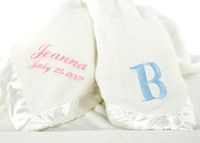 Personalized Ivory Baby Blankets