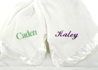 Personalized Ivory Baby Blankets