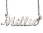 Personalized Sterling Silver Nameplate Necklace With Genuine Diamond