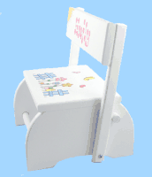 Personalized Wooden Large Flip Stool w/Flowers and Butterflies(White)