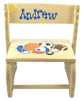 Personalized Wooden Large Flip Stool With Sport Theme (Natural)