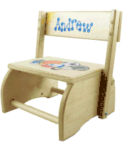 Personalized Wooden Large Flip Stool With Sport Theme (Natural)