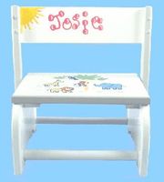 Personalized Wooden Large Flip - wht. Jungle White Stool