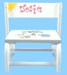 Personalized Wooden Large Flip - wht. Jungle White Stool
