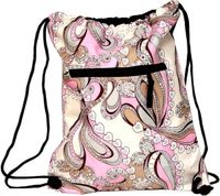 Pink Flower & Heart Print Drawstring Backpack