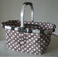 Polka Dots On Brown Collapsible Market Basket